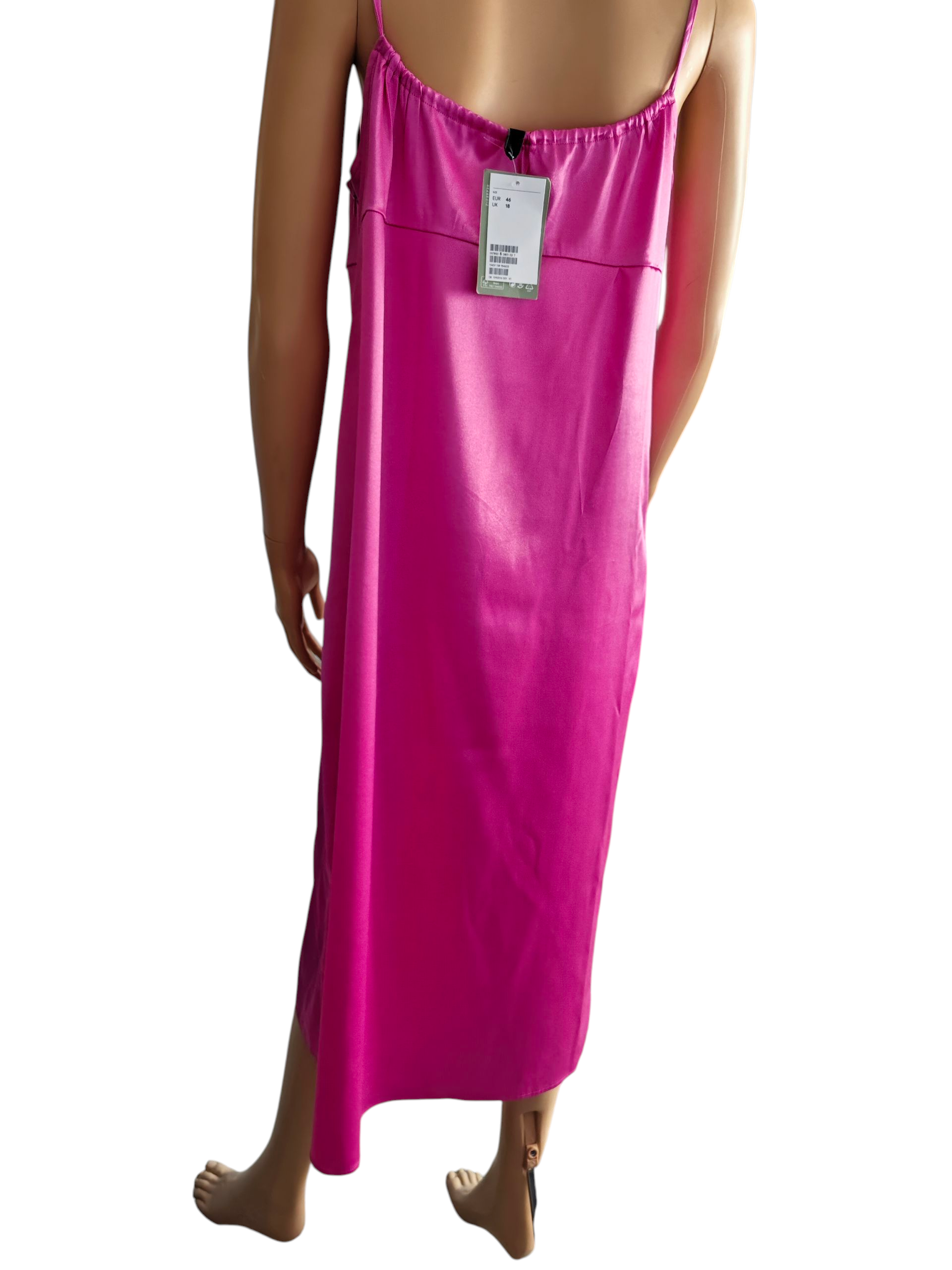 🩷 Vestido lencero rosa cerise H&M – Talla 46 – NUEVO🩷