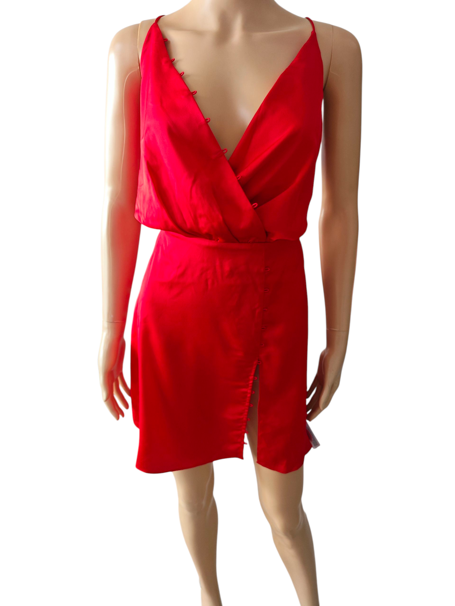 ❤️ Vestido satinado rojo ASOS mini con escote cruzado❤️