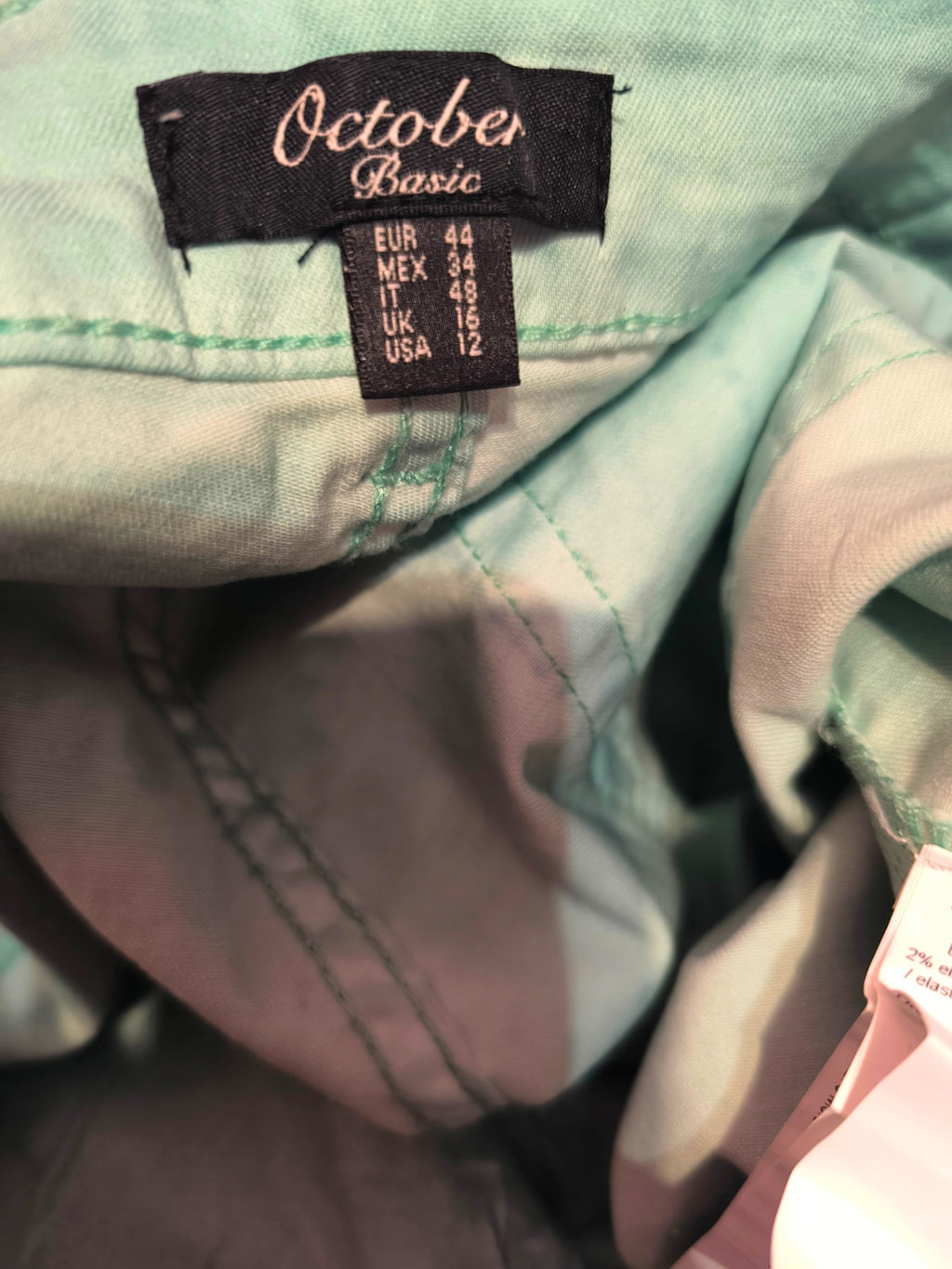 Bermuda vaquera October Basic verde agua efecto lavado | Talla 44