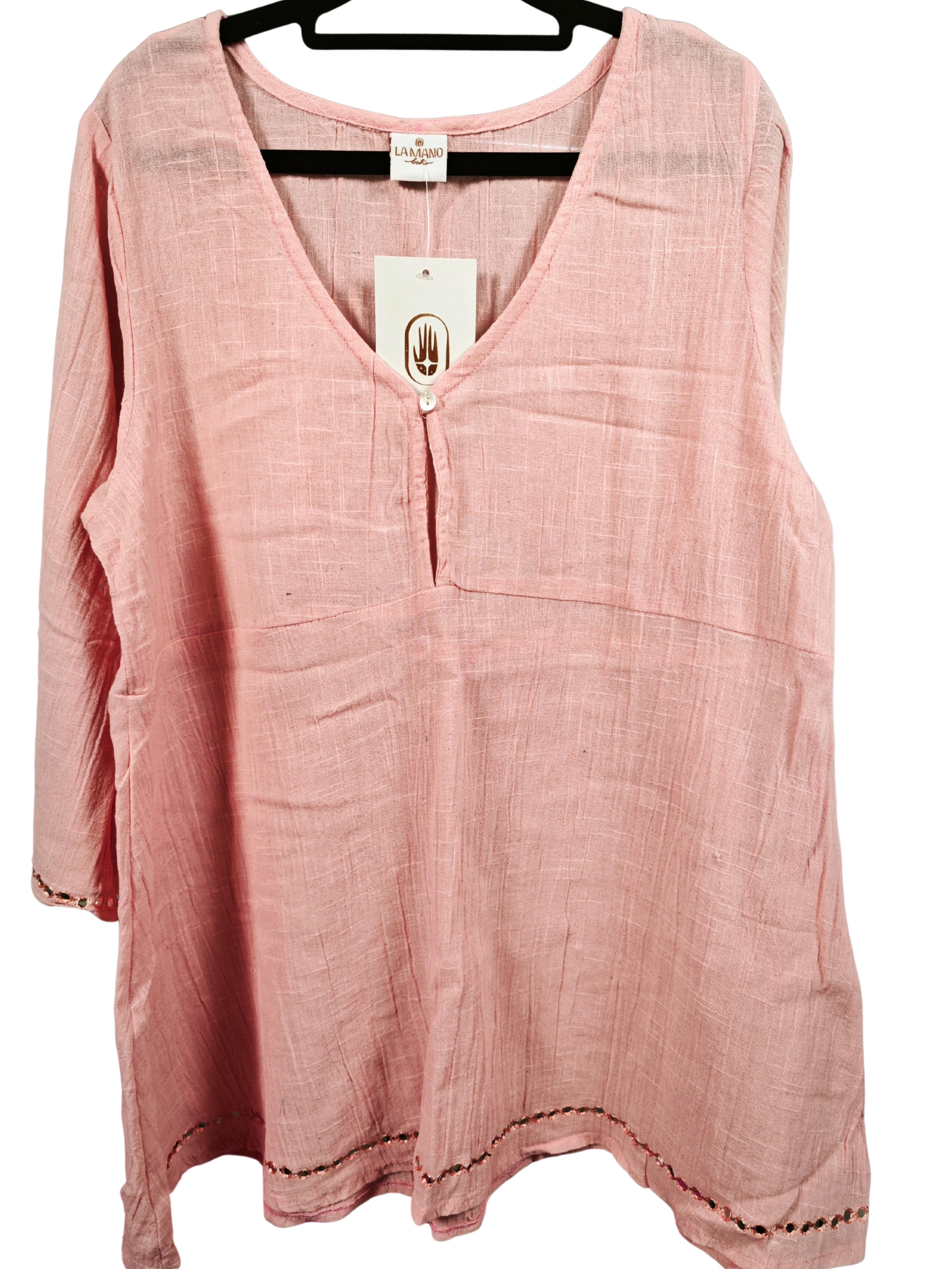 ❤️✨ Túnica boho premium de algodón natural LA MANO BOHO rosa empolvado ❤️