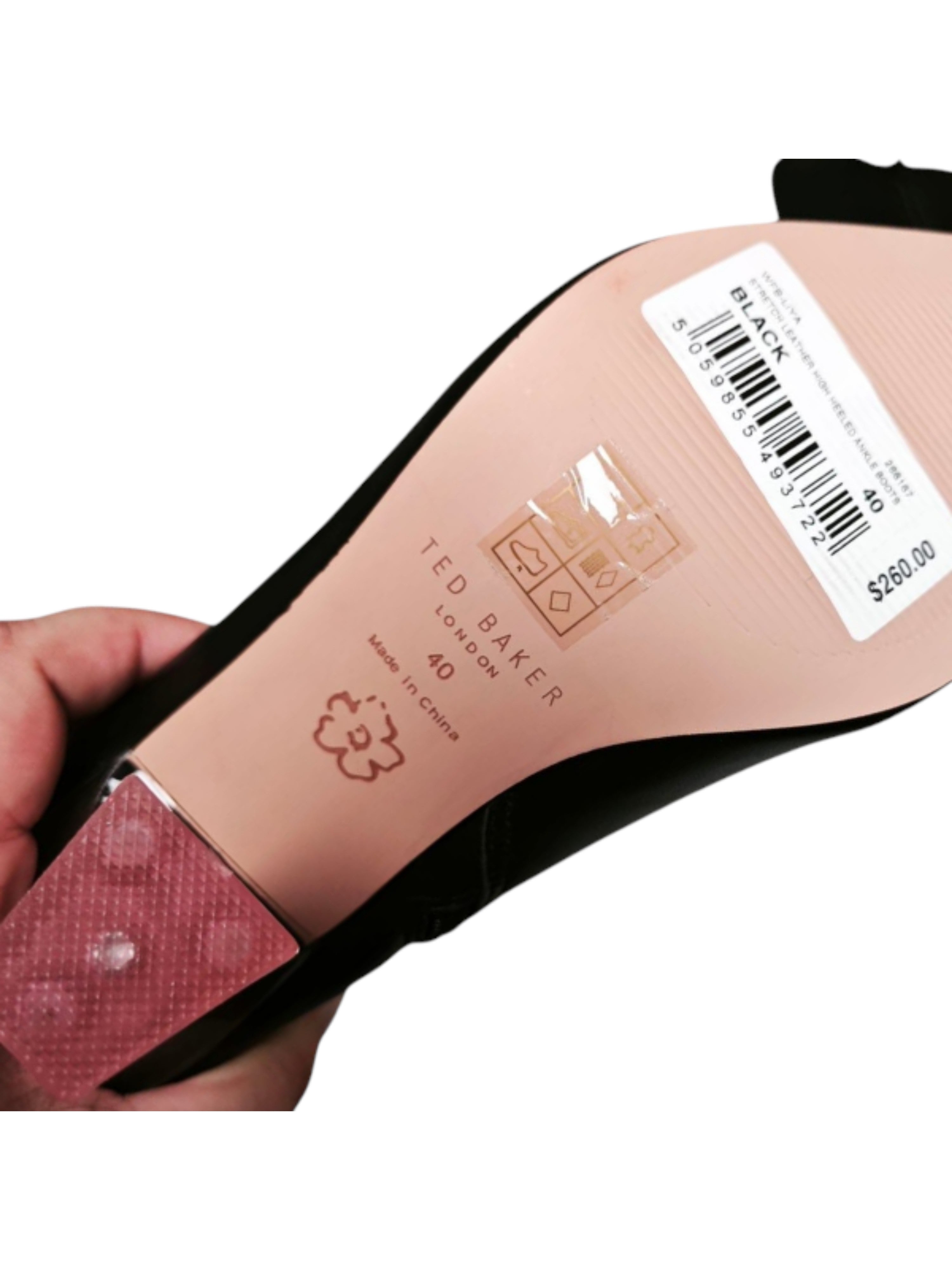 ✨💖 Ted Baker London — Botines negros de lujo con tacón rosa 💖✨