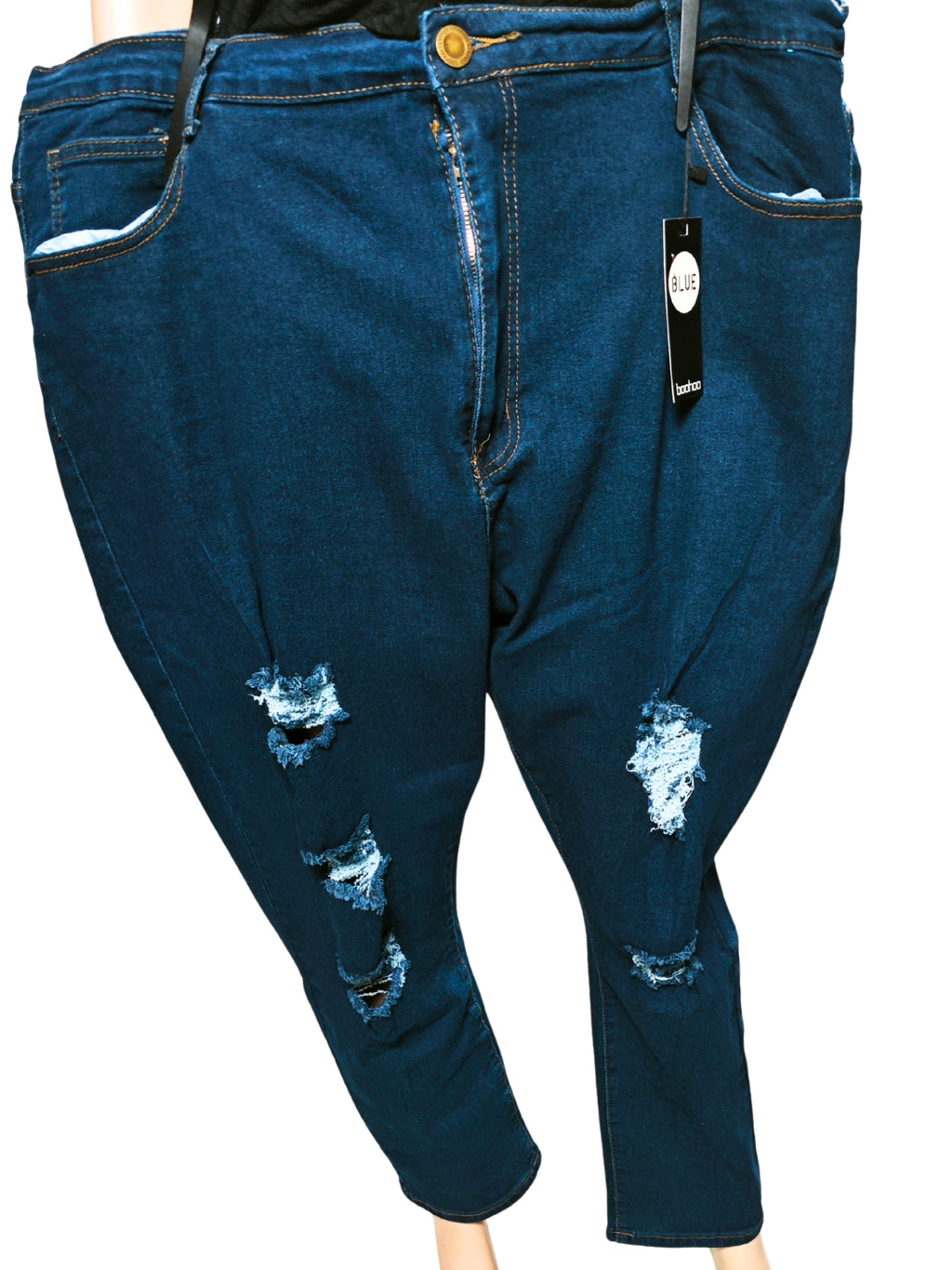 Vaquero Curvy Mujer BOOHOO Original | Cintura Alta Desgastado | Talla 56-60
